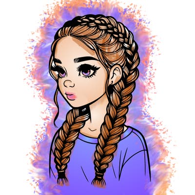 realistic girl with braids