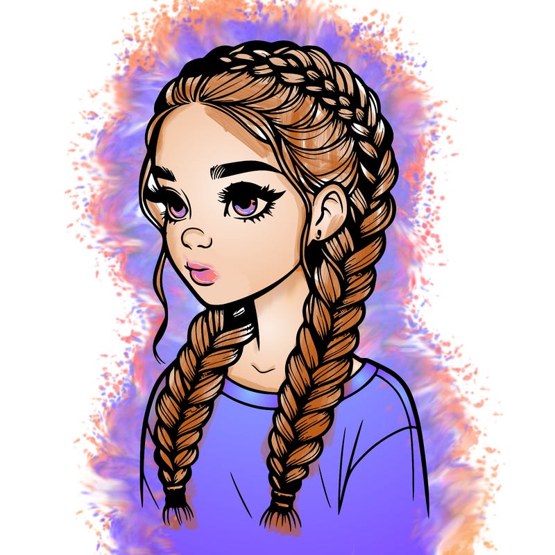 realistic girl with braids