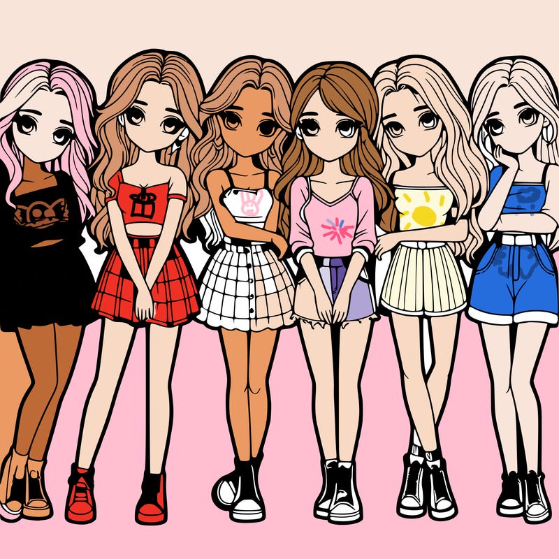 a group of girls realistic