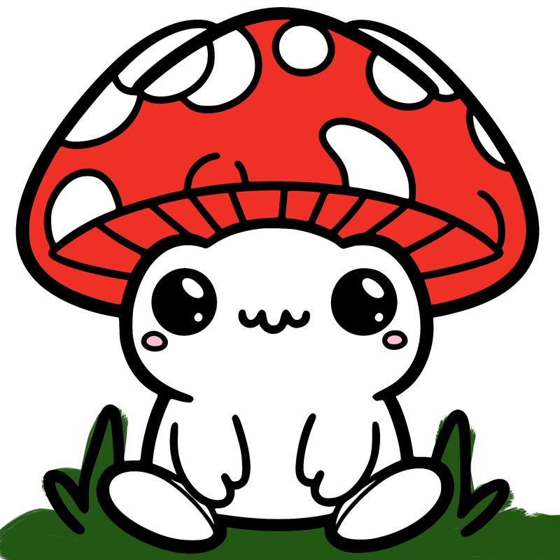 cute froggy with mushroom hat