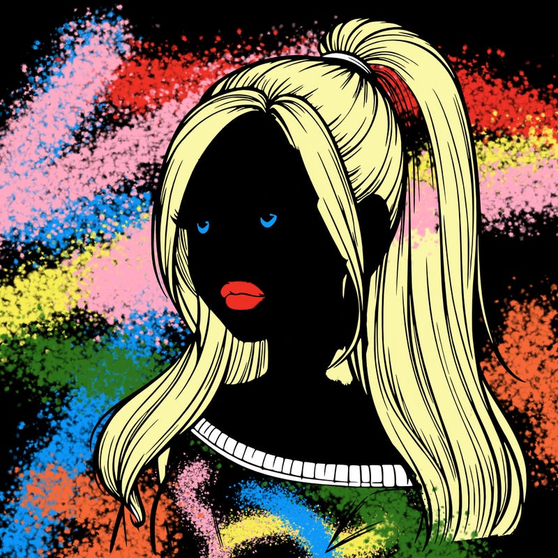 realistic girl with a high ponytail