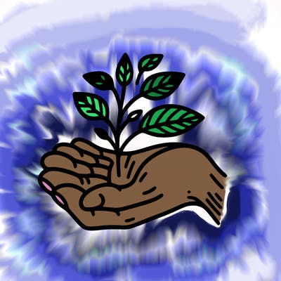 hand with plant