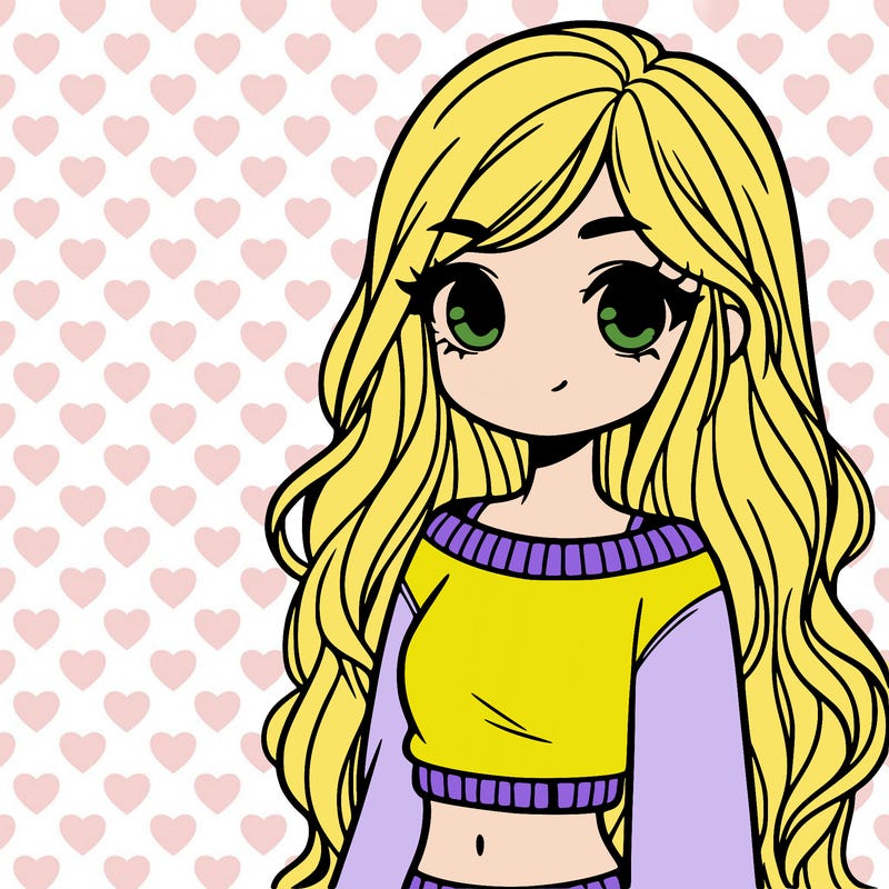 girl with long hair and a crop top with a sweater