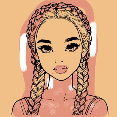 realistic girl with braids
