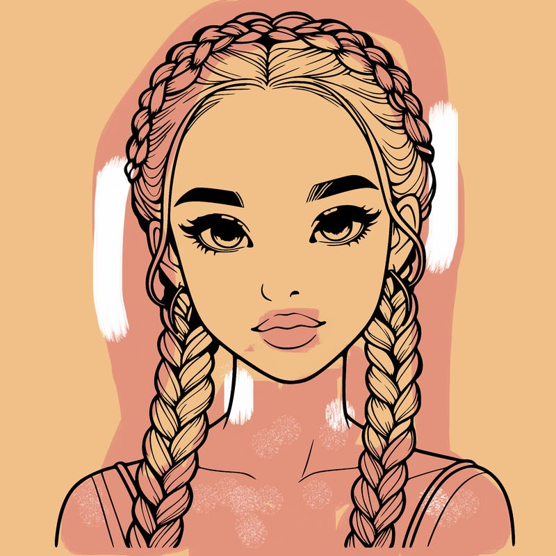 realistic girl with braids