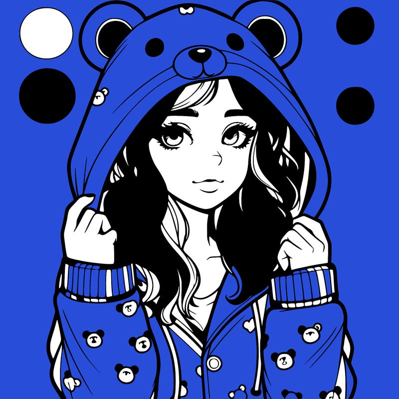 realistic girl in a animal pjs hoodie