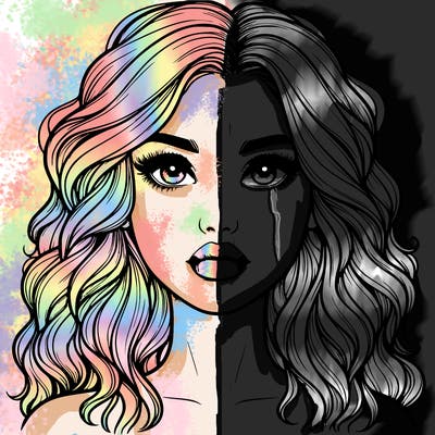 realistic girl with wavy hair and lips