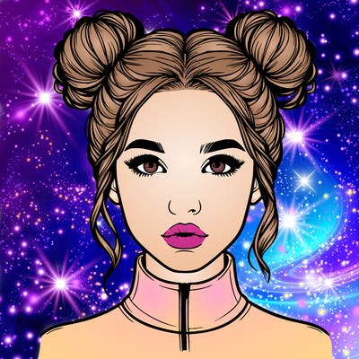 realistic woman that has space buns