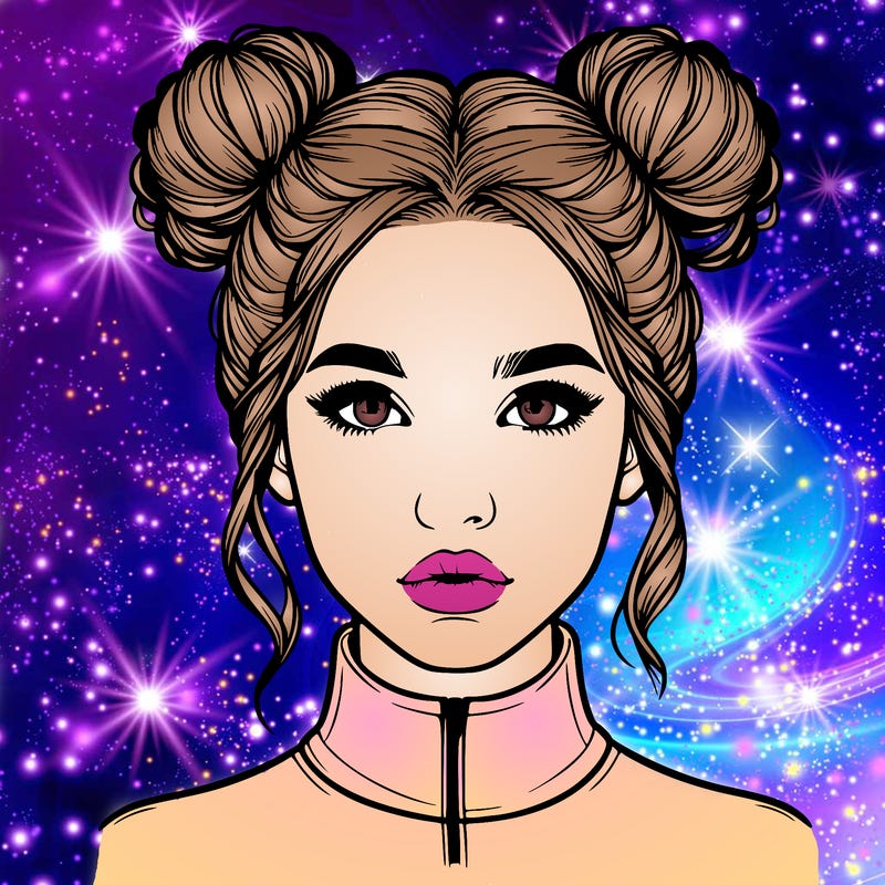 realistic woman that has space buns