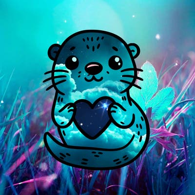 otter with a heart