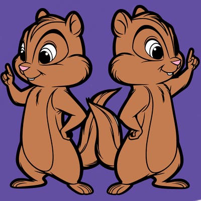 two tamias standing up split realistic