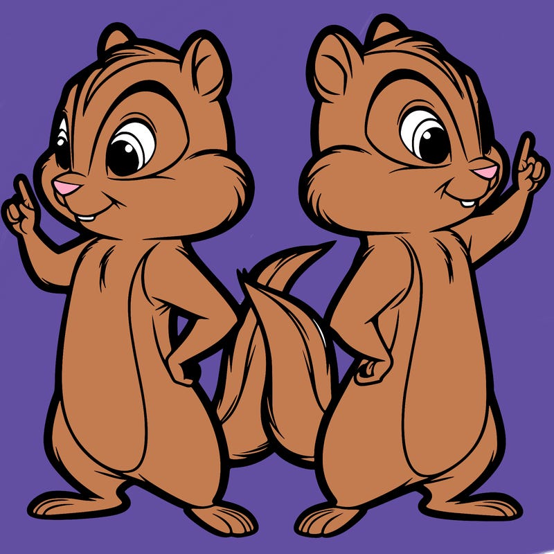 two tamias standing up split realistic