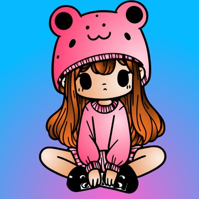 a girl wearing a frog hat and some frog socks