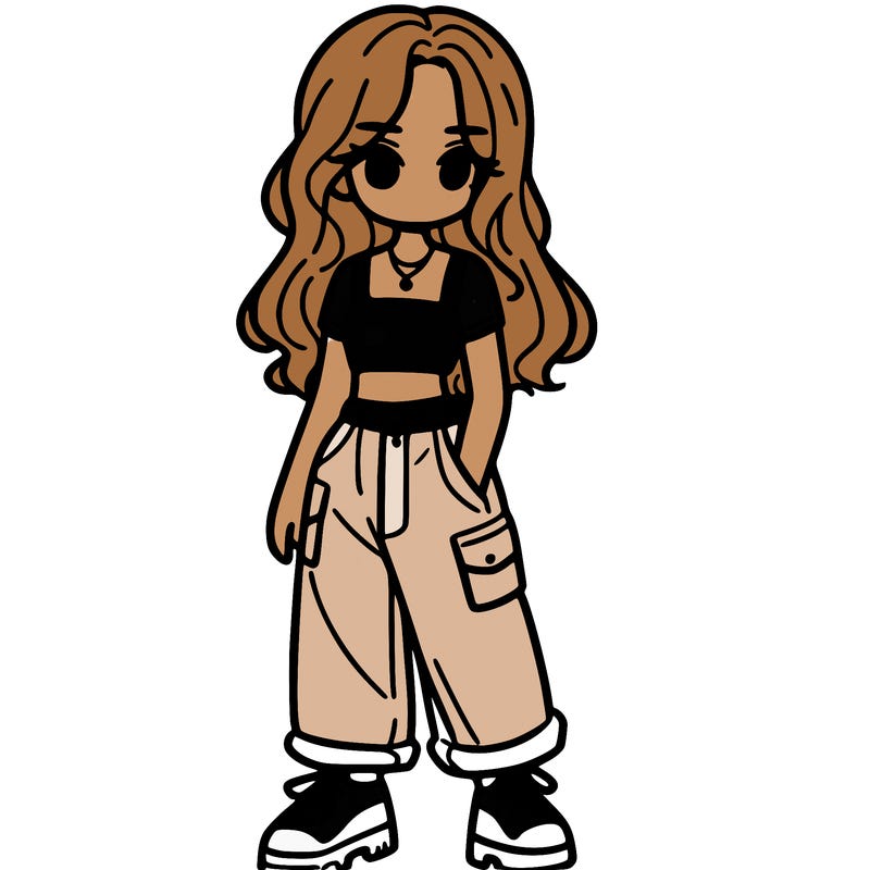 girl in crop top and baggy pants