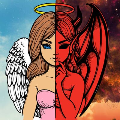 realistic angel half demon