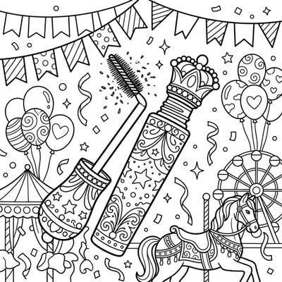 Step right up to a world of beauty and fun with this delightful mascara carnival coloring page! Designed for seniors, it features clear outlines and joyful festive details for a relaxing creative experience.