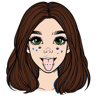 realistic girl with her tongue out