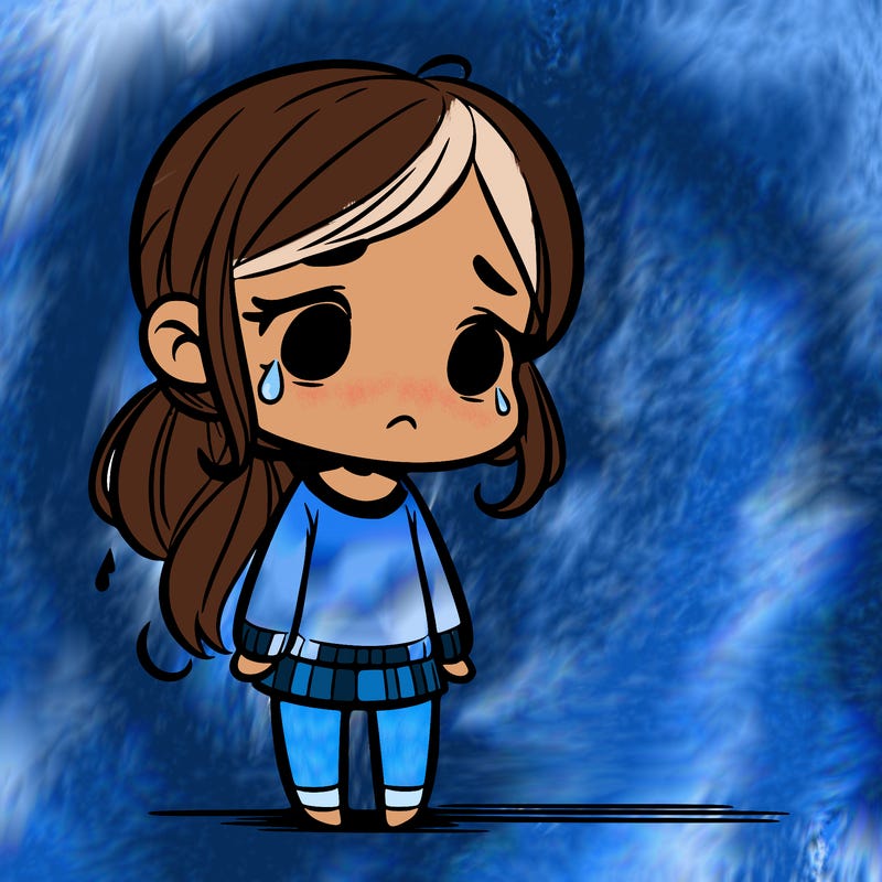 sad girl standing alone