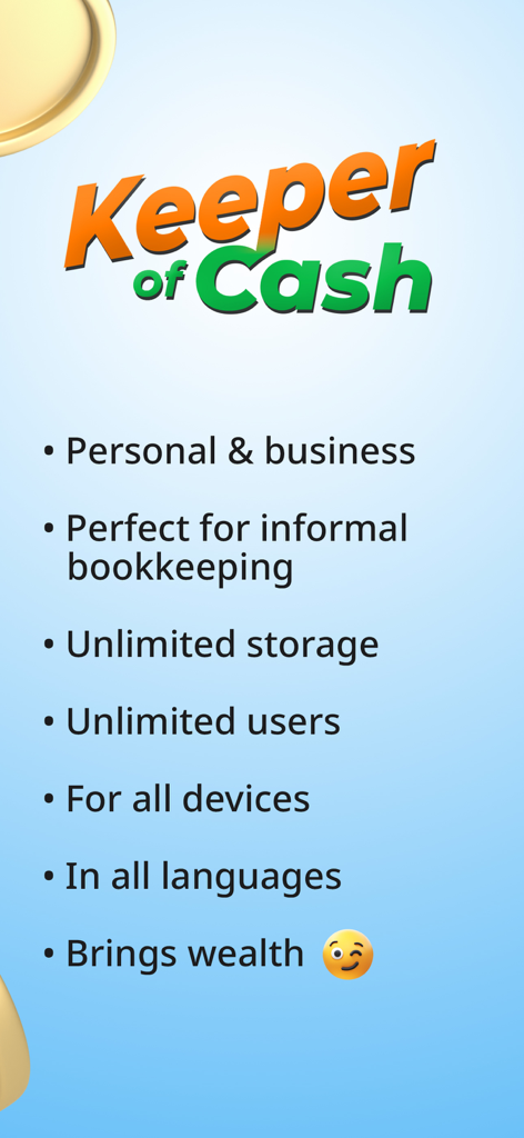 Expense Tracker. Money Manager - Zusammenfassung der Funktionen der Keeper of Cash App mit Multi-User- und Unternehmensbuchhaltungsfunktionen