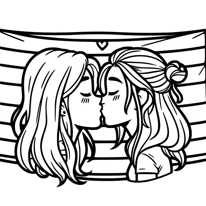 pride flag with two girls kissing