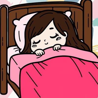 a girl sleeping in bed