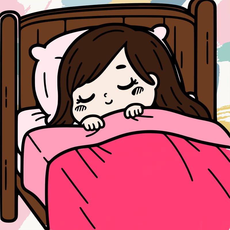 a girl sleeping in bed