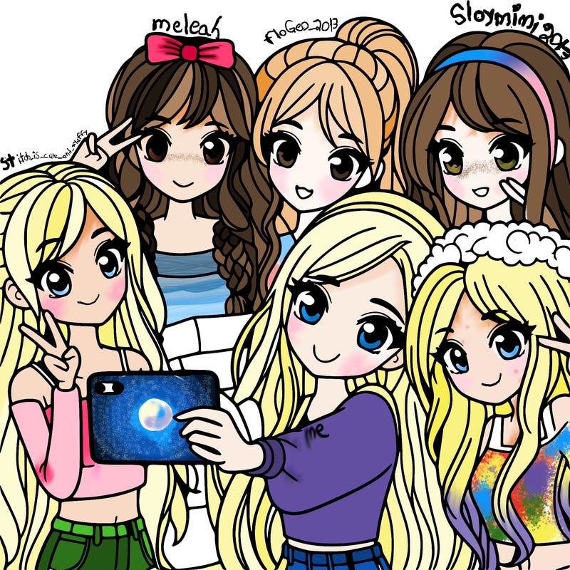 group of girls taking a selfie cutie