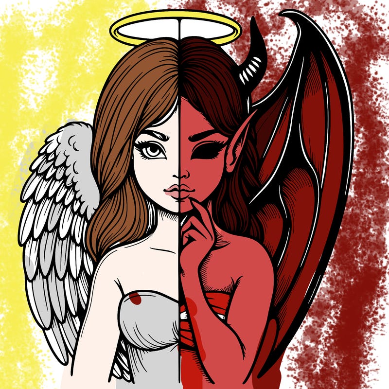 realistic angel half demon