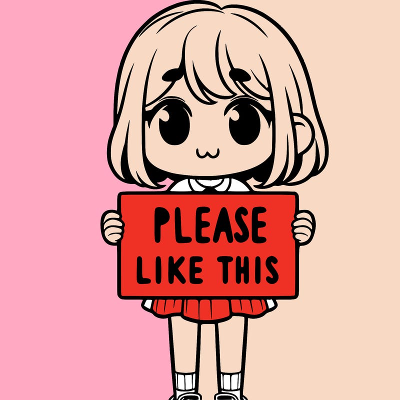 a girl holding a sign that says please like this one