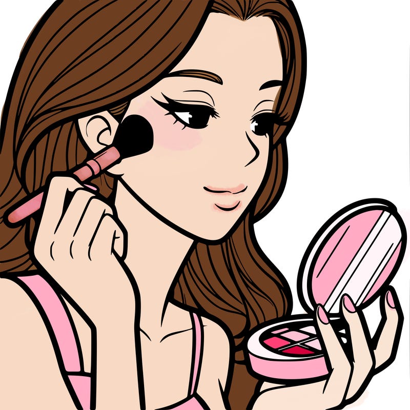 little girl putting on makeup