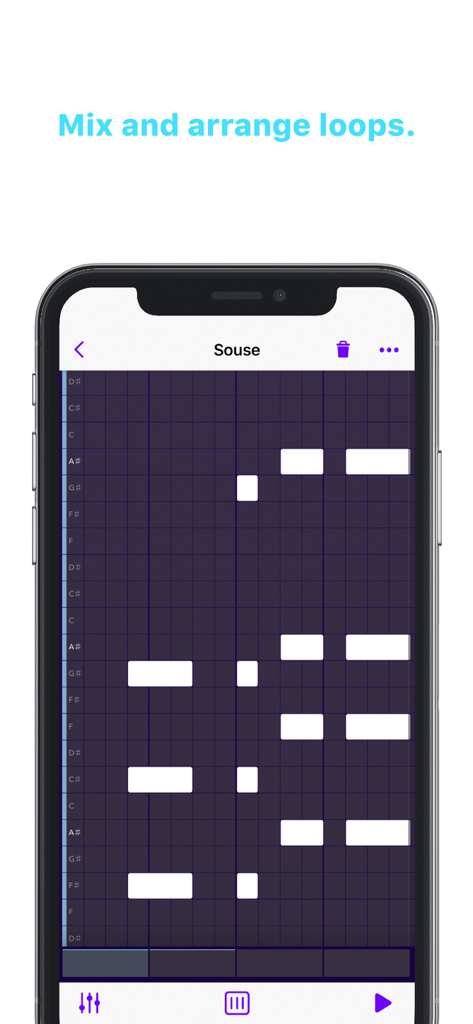 Beatwave - Music Made Easy - Beatwave app screen displaying a music loop sequencer grid on a smartphone