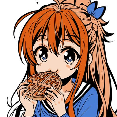 anime eating waffle