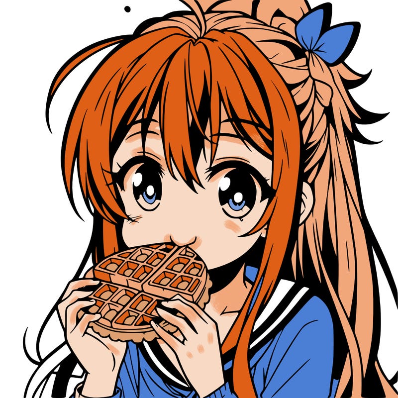 anime eating waffle