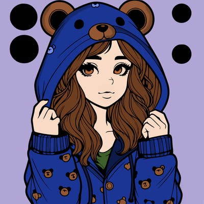 realistic girl in a animal pjs hoodie