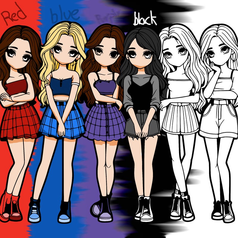 a group of girls realistic