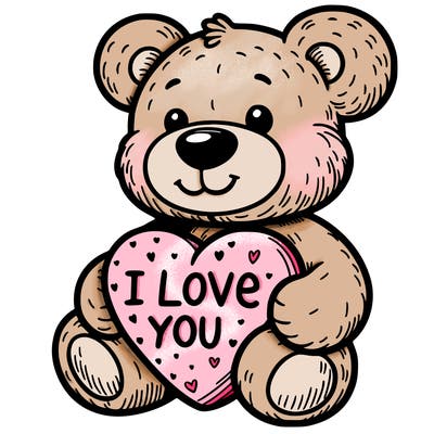 teddy bear holding an i love you heart