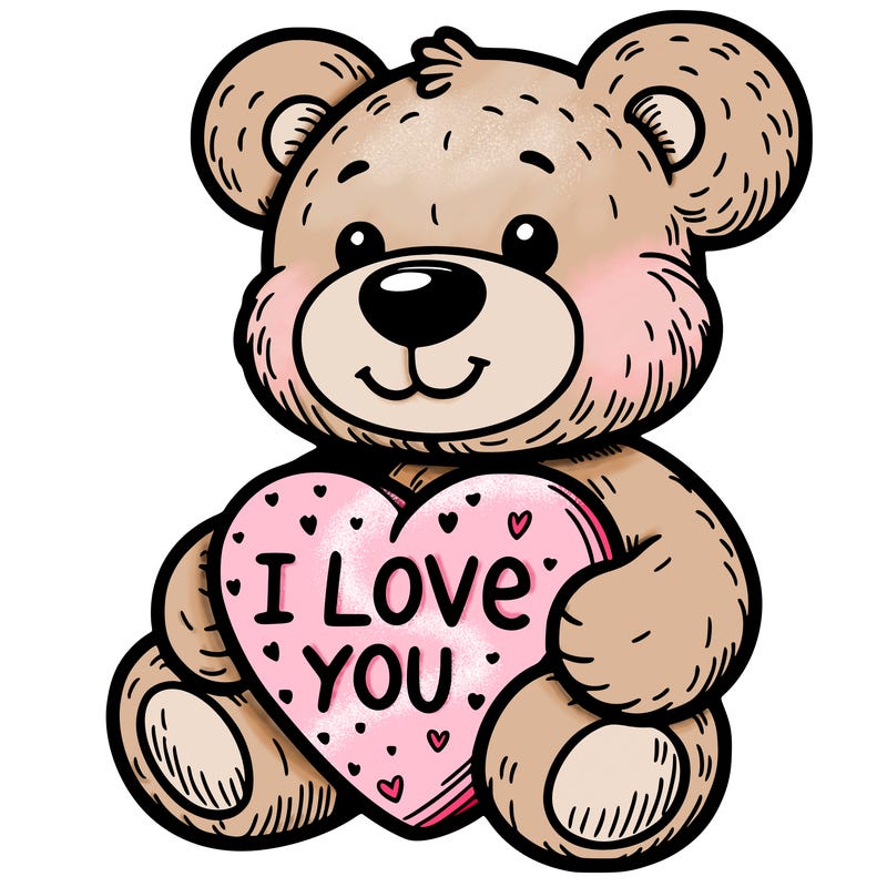 teddy bear holding an i love you heart