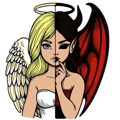 realistic angel half demon