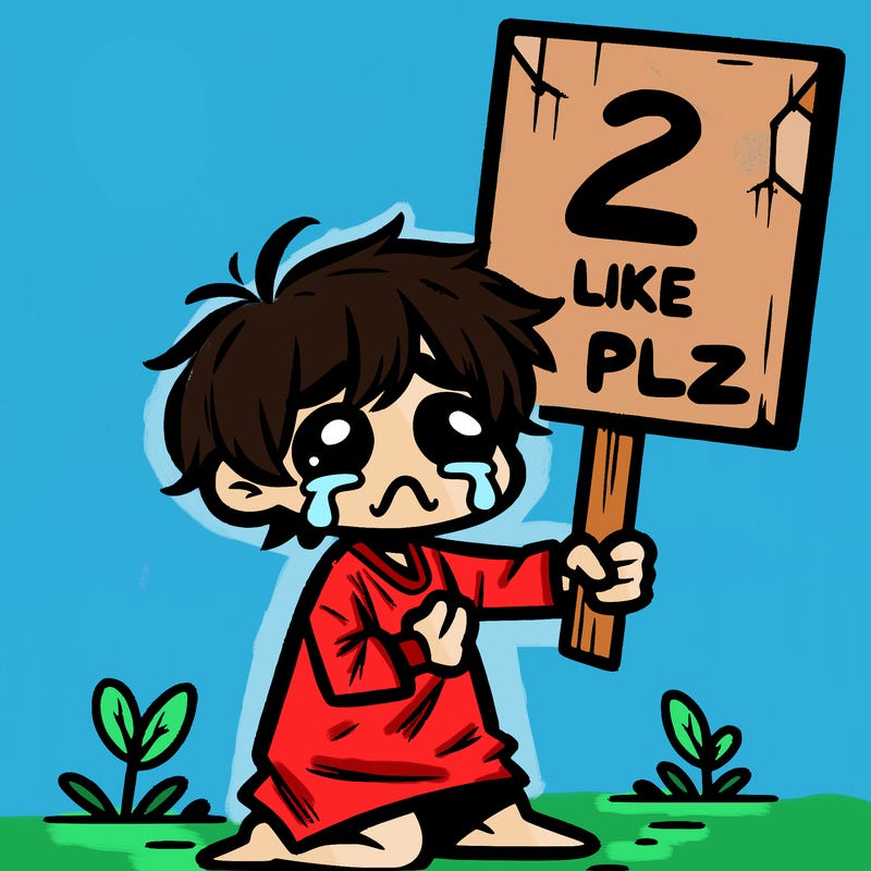 small poor toddler crying with sign that says 2 like plz