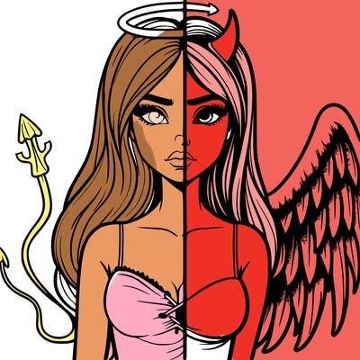 devil vs angel realistic girl