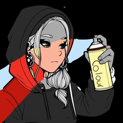 a realistic girl, spray painting