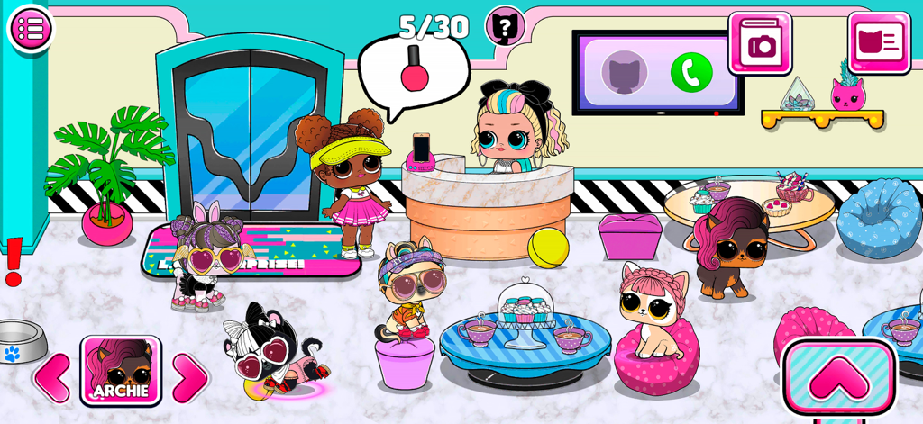 L.O.L. Surprise! Pet Center - l.o.l. surprise characters and pets in a colorful pet center reception area with a reception desk and treats