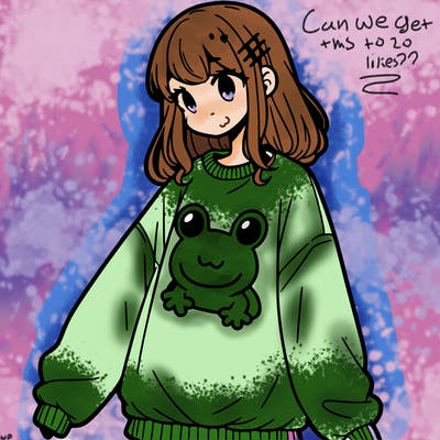 girl wearing frogging sweatshirt