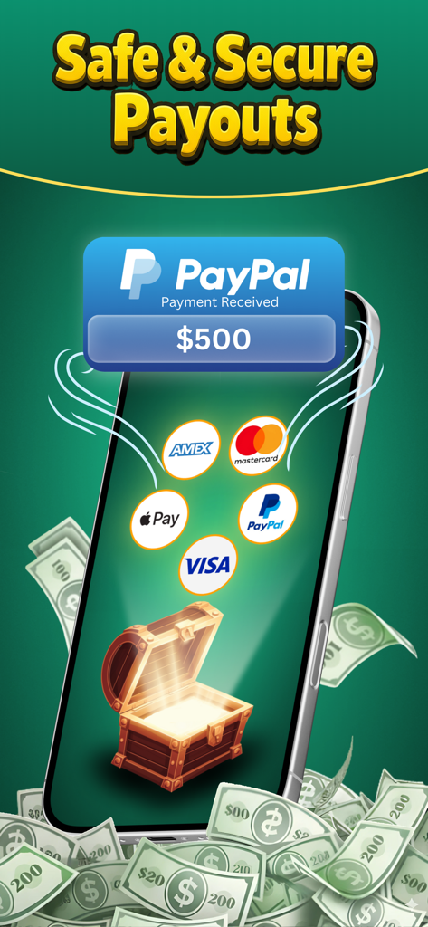 8 Ball Cash Real Money Pool - Safe and secure payout options for 8 Ball Cash pool game featuring PayPal and Visa