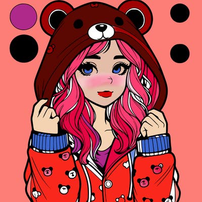 realistic girl in a animal pjs hoodie
