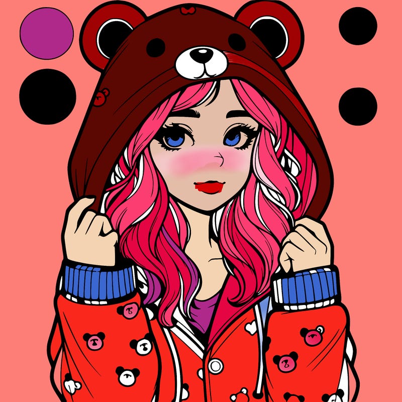 realistic girl in a animal pjs hoodie