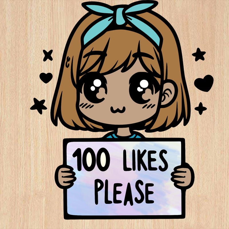 girl holding sign saying 100 likes please