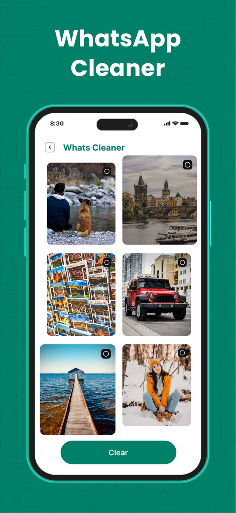 WT Web - Dual Chat - Interfaz mostrando la función de limpieza de medios de WhatsApp en la aplicación WT Web