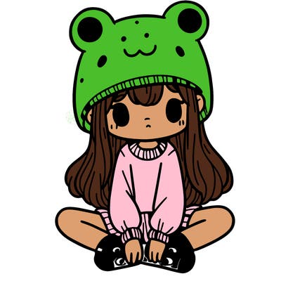 a girl wearing a frog hat and some frog socks