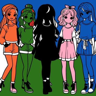 a group of five girls